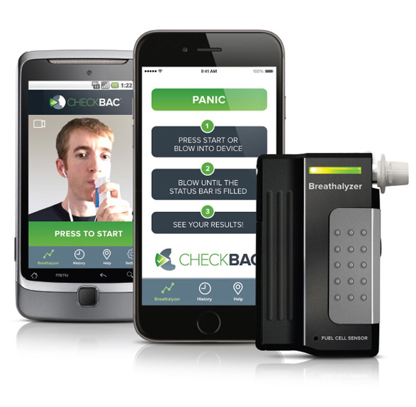 Checkbac breathalyzer with smartphone